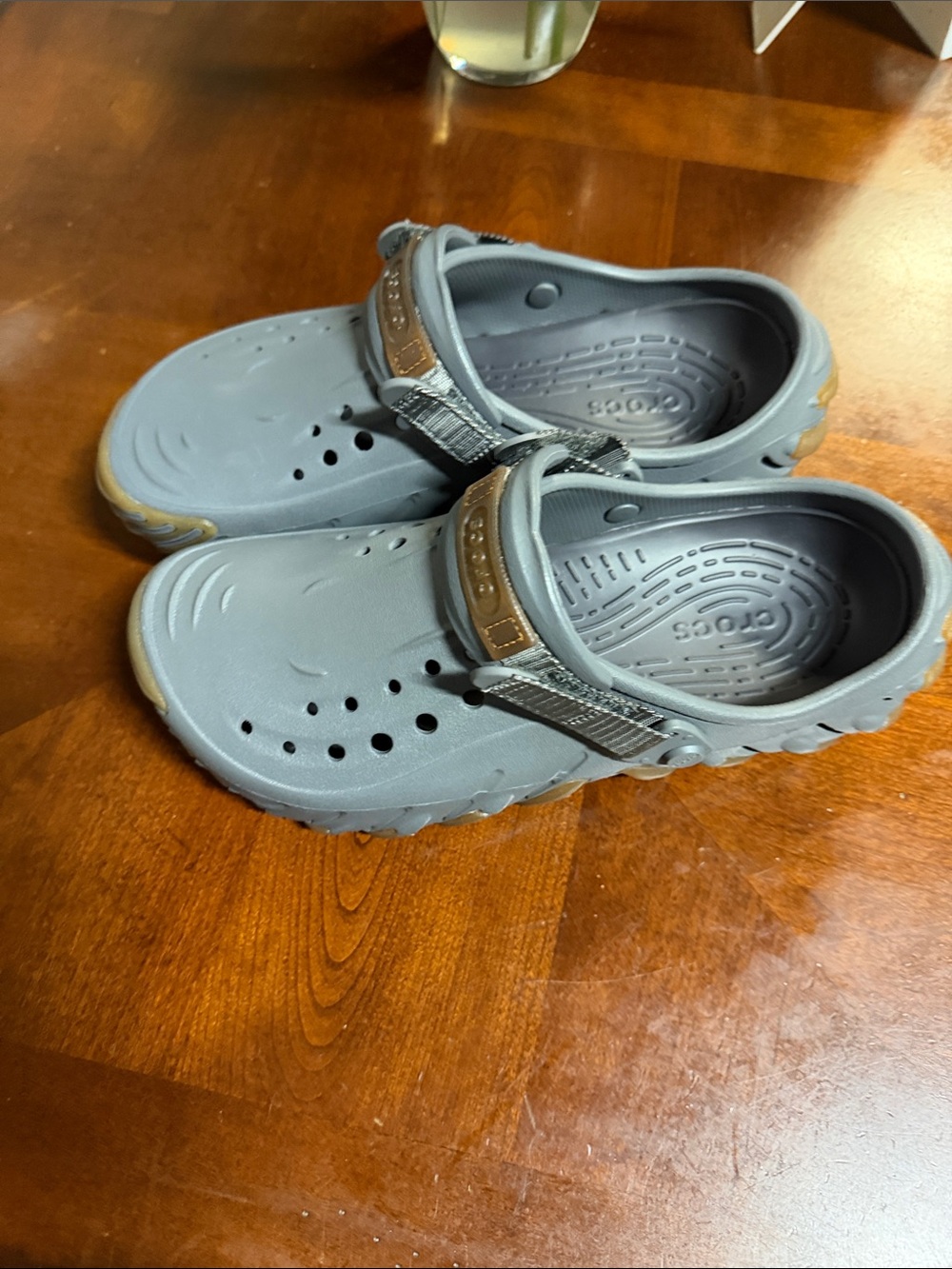CROCS mensClassic Clog in Gray with Tan Accents